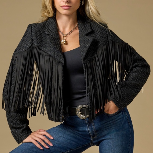 Boston Proper Jackets & Blazers - Boston Proper Black Fringed Cropped Blazer - NWT